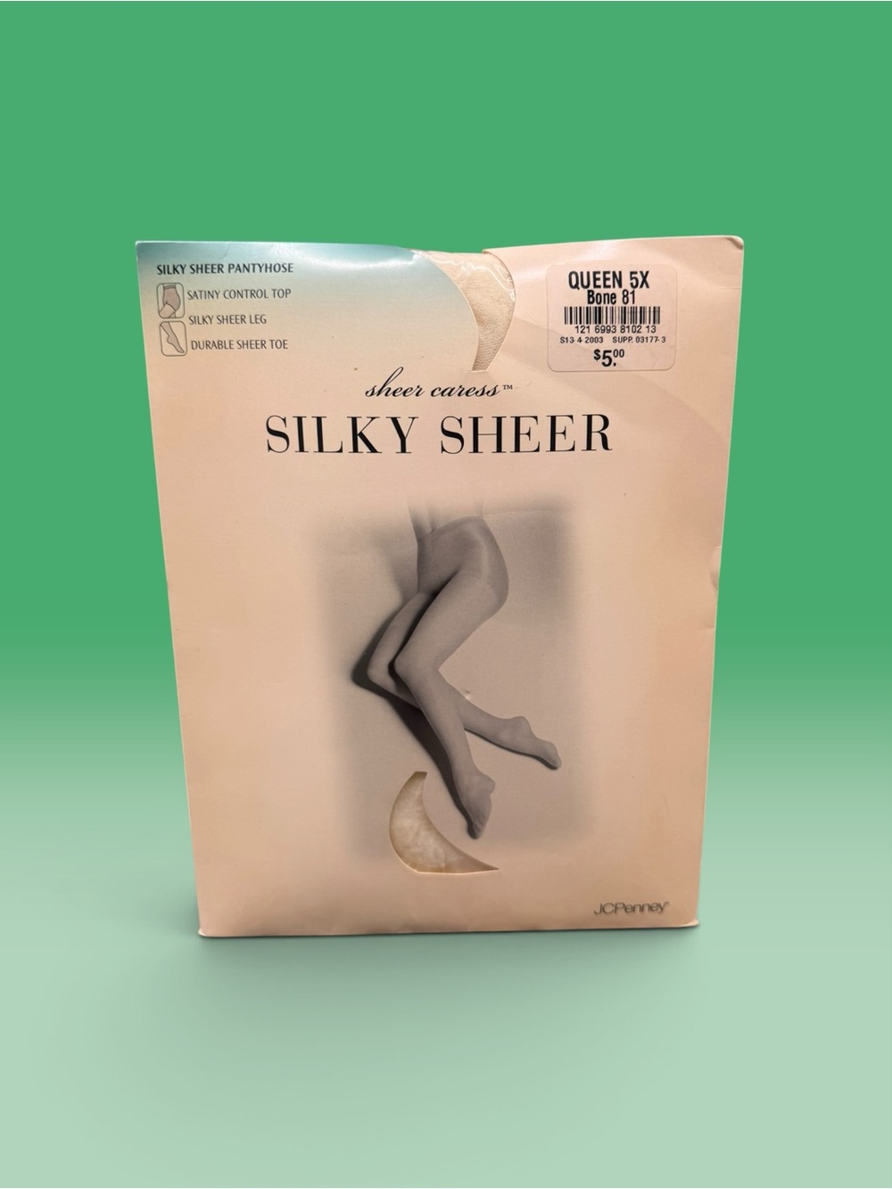 JCPENNEY Sheer Caress Silky Sheer Pantyhose Control Top Bone 81 Size Queen 5X